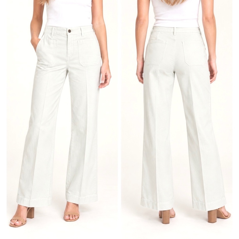 J Crew NWT Flare Leg Linen Blend Pants Sz 29 Cream Patch Pockets Trousers